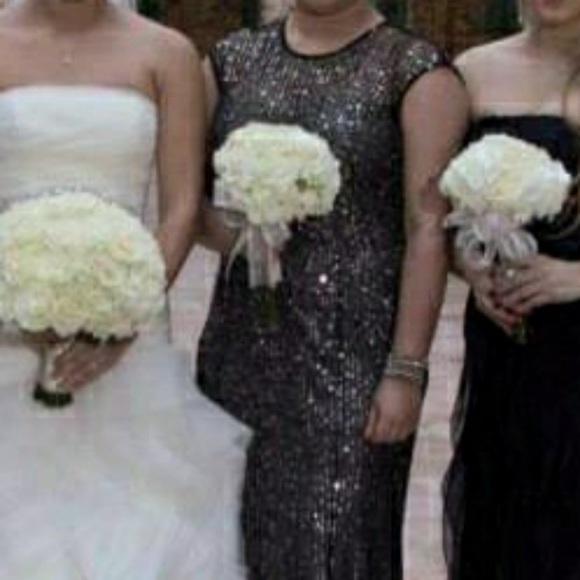 Adrianna Papell beaded Cap Sleeve Sweetheart Neck long Dress - Picture 8 of 8